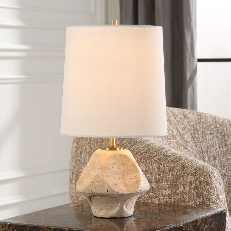 HIGH TRAVERTINE TABLE LAMP