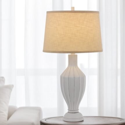 BEIGE AND WHITE TABLE LAMP