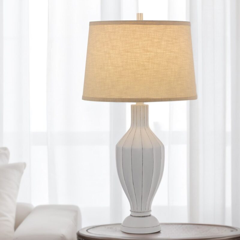 BEIGE AND WHITE TABLE LAMP