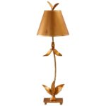 GOLD LEAF STEEL LEAVES BUFFET TABLE LAMP