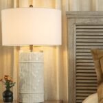 GLOSSY CREAM PORCELAIN CYLINDER TABLE LAMP