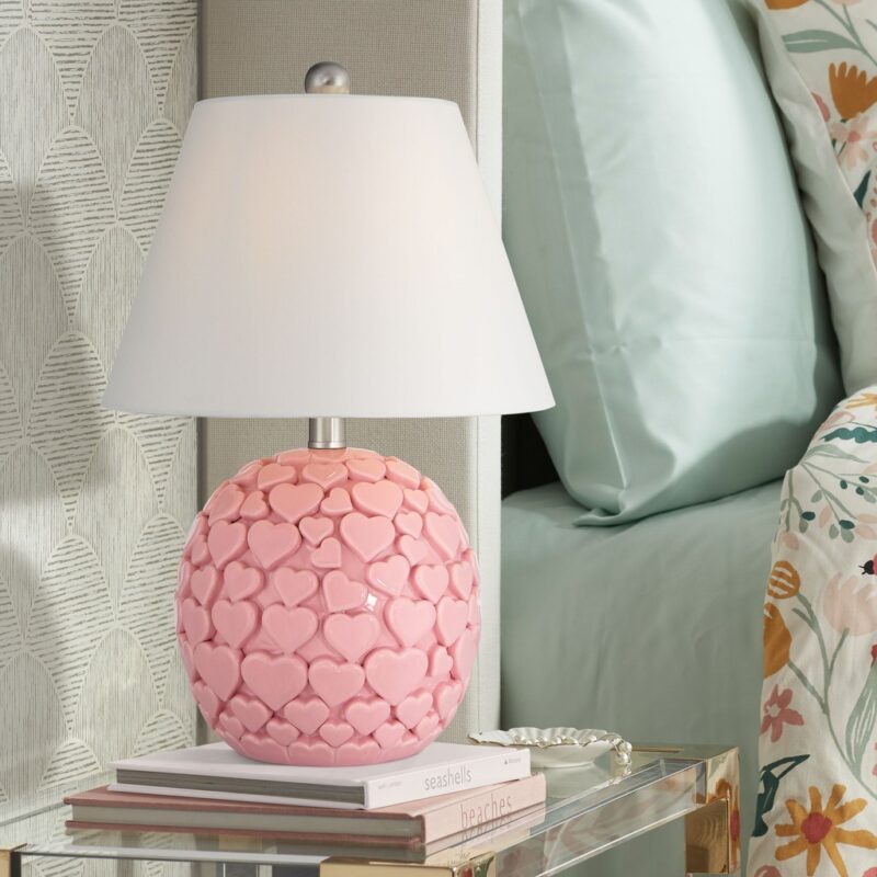 PINK HEARTS CERAMIC TABLE LAMP