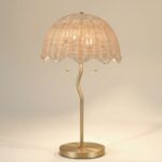SOFT GOLD AND RATTAN LIGHT TABLE LAMP