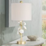 GOLD AND WHITE FLOWER TABLE LAMP