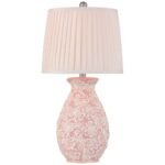 PINK AND WHITE FLOWERS CERAMIC TABLE LAMP