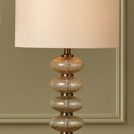 BRASS AND GLASS TABLE LAMP