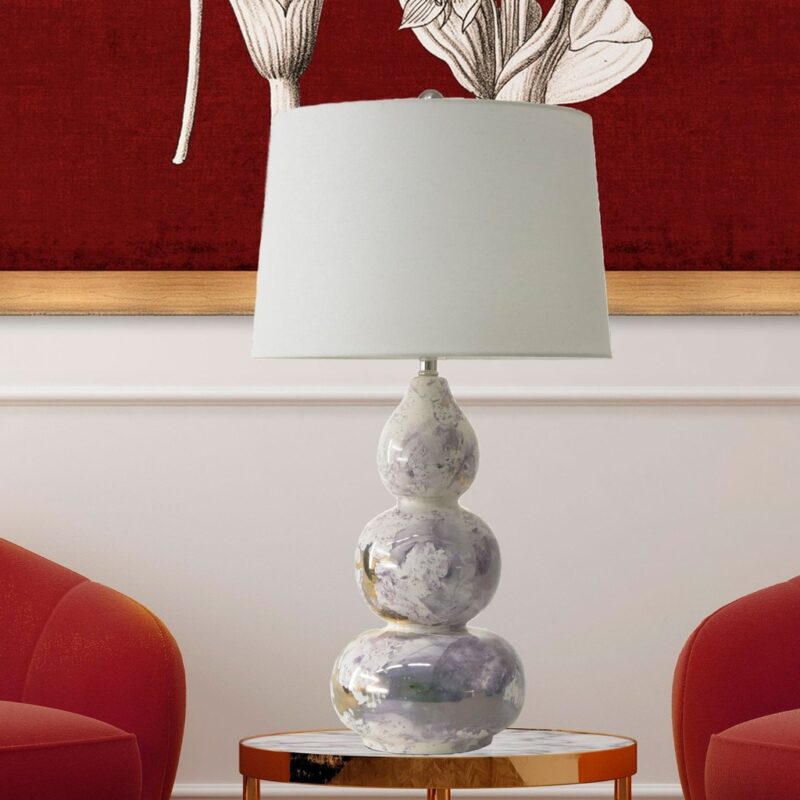 TRIPLE GOURD GLOSS WHITE CERAMIC TABLE LAMP
