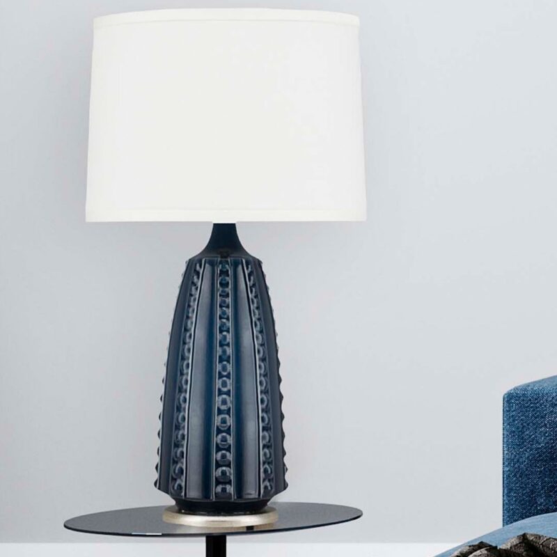 GLAZED MIDNIGHT BLUE CERAMIC TABLE LAMP