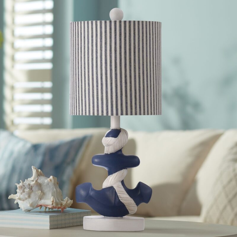 NAVY BLUE AND WHITE COASTAL STYLE TABLE LAMP