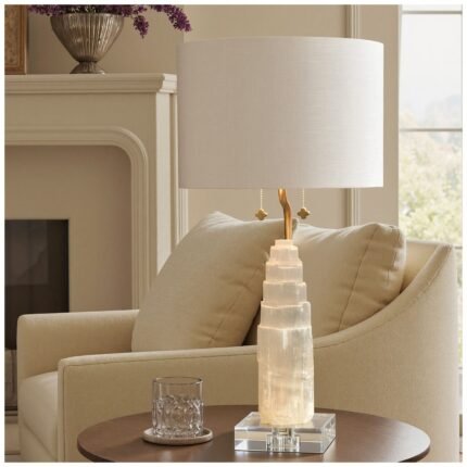 JASPER HIGH WHITE AND CLEAR TABLE LAMP