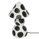 BLACK AND WHITE PAPIER MACHE TABLE LAMP