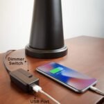 BRONZE VASE TABLE LAMP WITH USB DIMMER