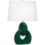JUNGLE GLAZED CERAMIC NICKEL ACCENTS TABLE LAMP