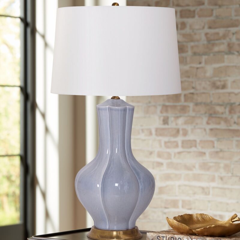 SMOKE GRAY PORCELAIN VASE TABLE LAMP