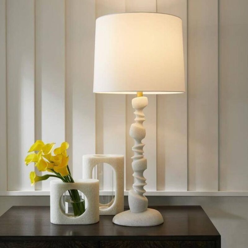 IVORY RICESTONE TABLE LAMP