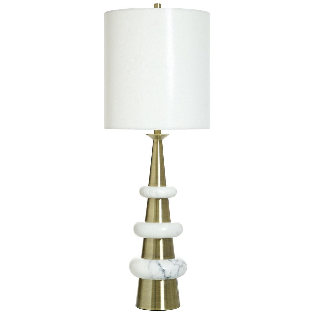 449_image1 ANTIQUE BRASS WHITE SHADE TABLE LAMP