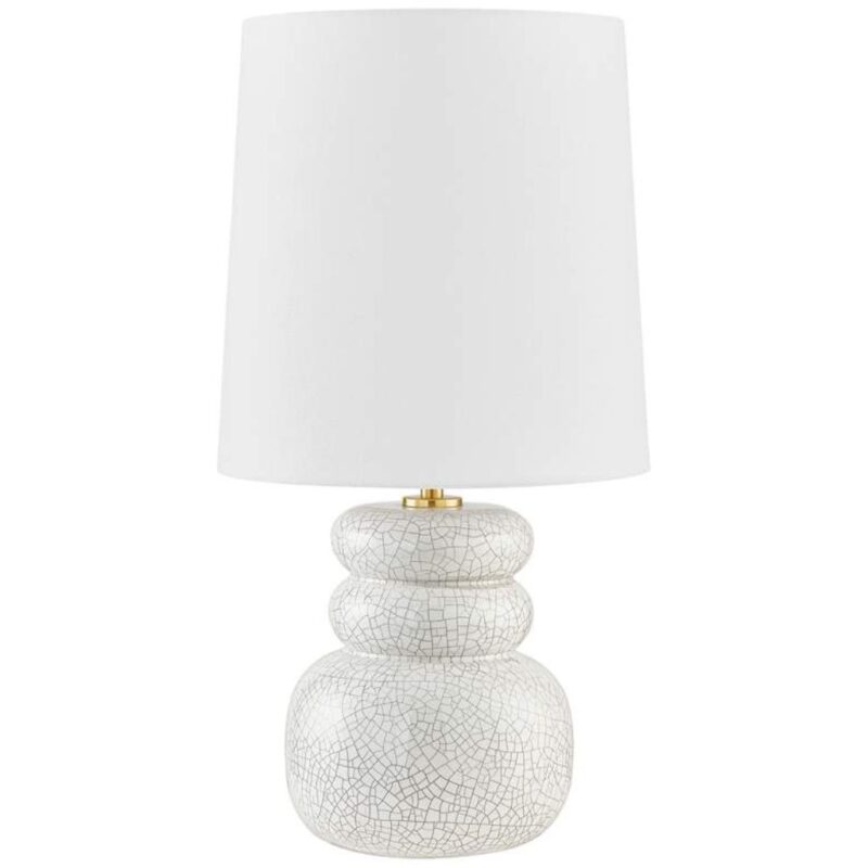 MODERN WHITE CRACKLE CERAMIC TABLE LAMP