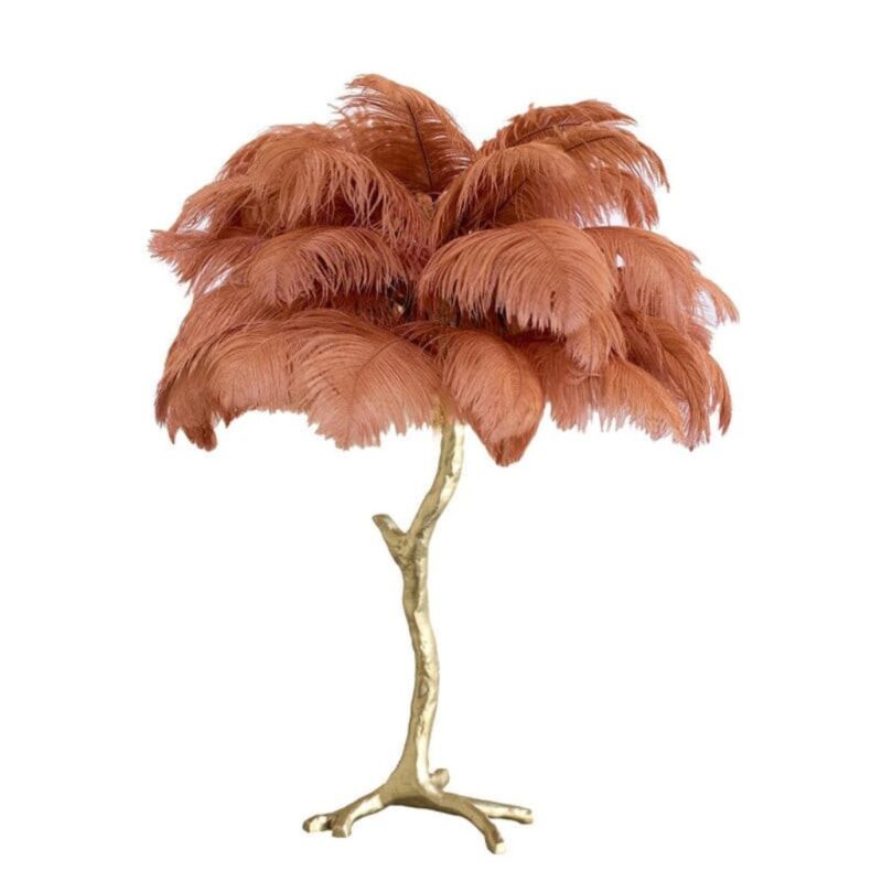 OSTRICH FEATHER TABLE LAMP MANDARIN ORANGE