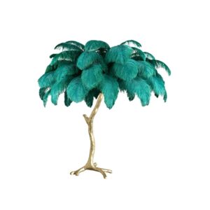 OSTRICH FEATHER TABLE LAMP PEACOCK GREEN