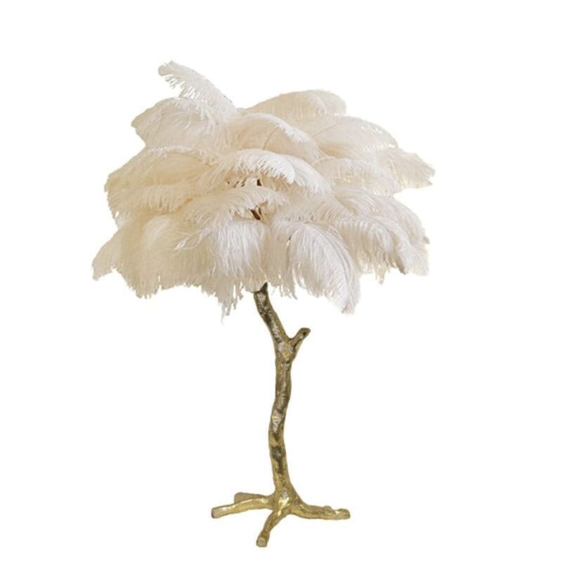 OSTRICH FEATHER TABLE LAMP NATURAL