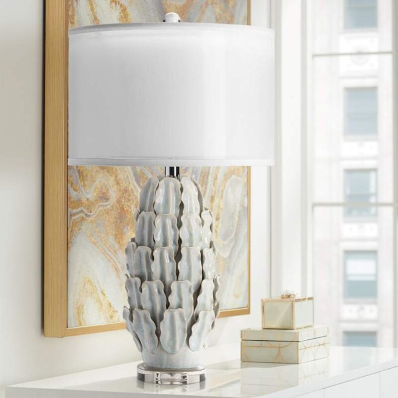 MONTICITO IVORY AND SOFT BLUE CERAMIC TABLE LAMP