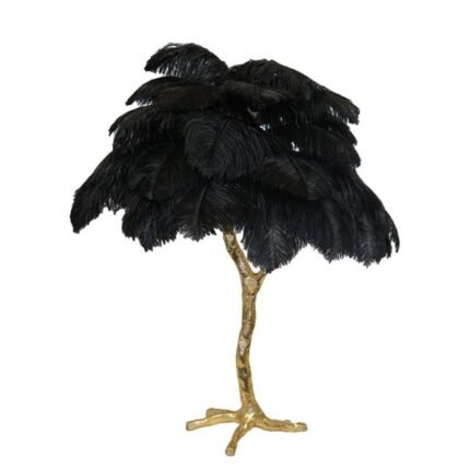 OSTRICH FEATHER TABLE LAMP BLACK