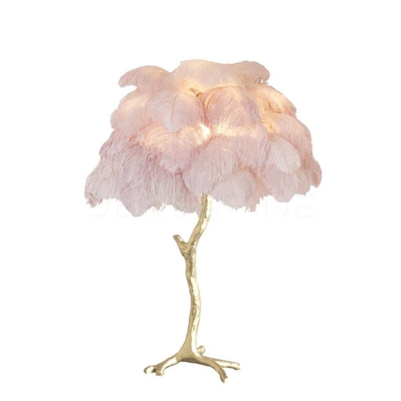 OSTRICH FEATHER TABLE LAMP CANDY FLOSS