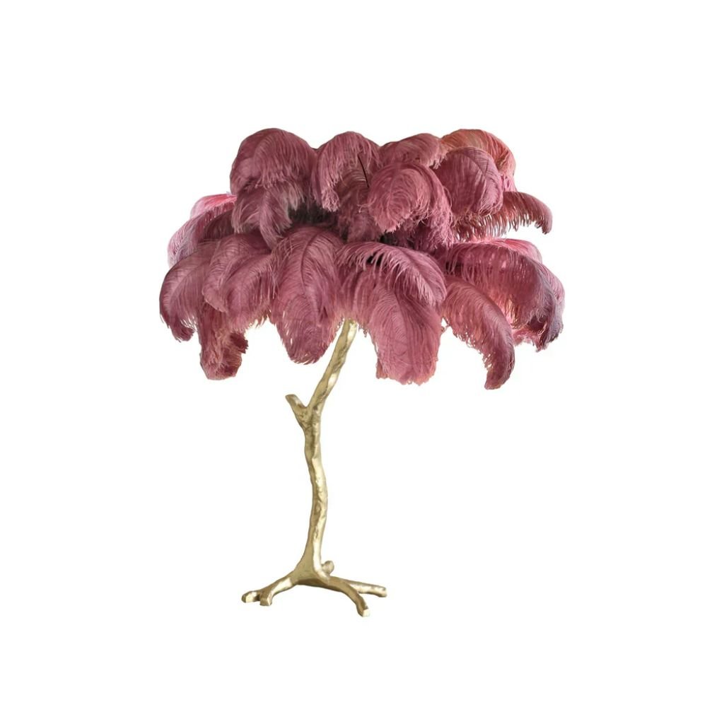 Untitled design (9) OSTRICH FEATHER TABLE LAMP OYSTER PINK