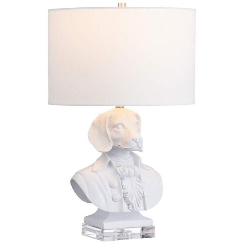 RESIN AND CRYSTAL WHITE TABLE LAMP