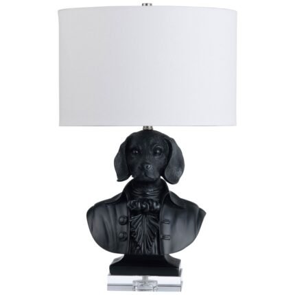 RESIN AND CRYSTAL BLACK TABLE LAMP