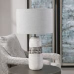 OFF-WHITE AND BROWN CERAMIC TABLE LAMP