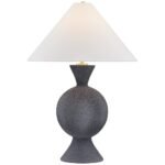 BRASS AND CERAMIC PALE MIDNIGHT TABLE LAMP