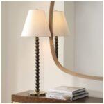 WOODEN WALNUT SPHERE TABLE LAMP