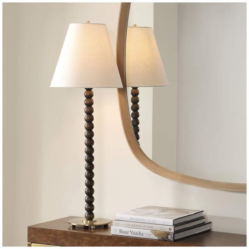 WOODEN WALNUT SPHERE TABLE LAMP