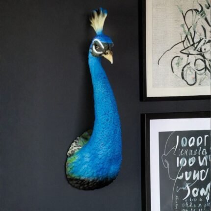 BEAUTIFUL BLUE PEACOCK HEAD WALL DECORATION