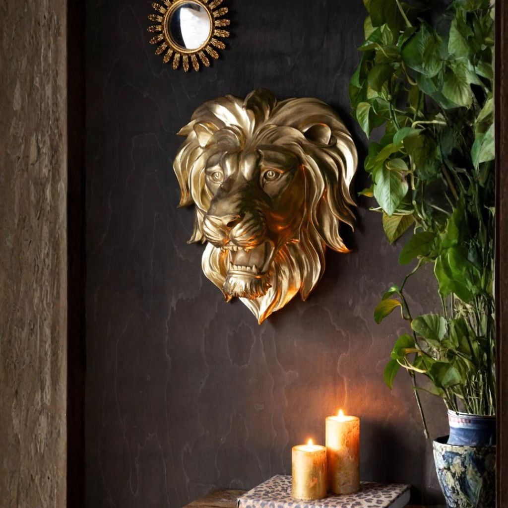 1 LARGE GOLD LION HEAD WALL ART