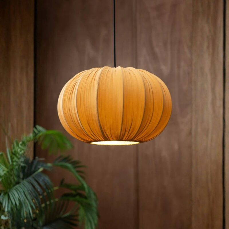 OCHRE PLEATED FABRIC CEILING LIGHT