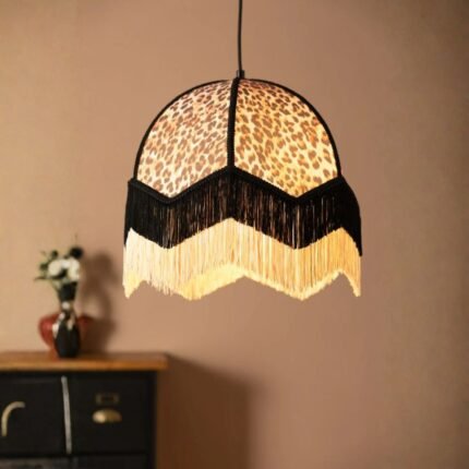 LEOPARD LOVE PRINT DOUBLE TASSEL EDGE CEILING LIGHT