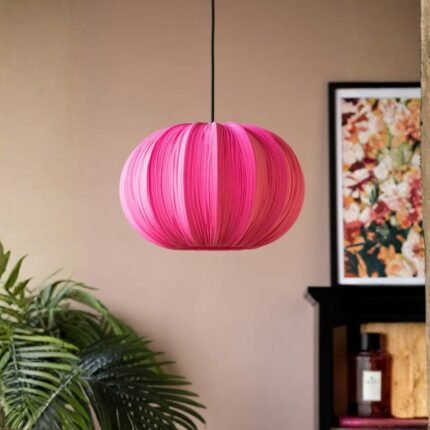 HOT PINK PLEATED FABRIC CEILING LIGHT