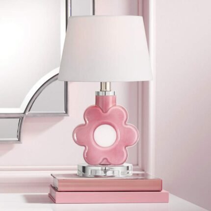 PINK GLASS FLOWER ACCENT TABLE LAMP