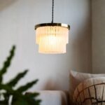 GOLD TIERED GLASS EASYFIT CEILING LIGHT SHADE