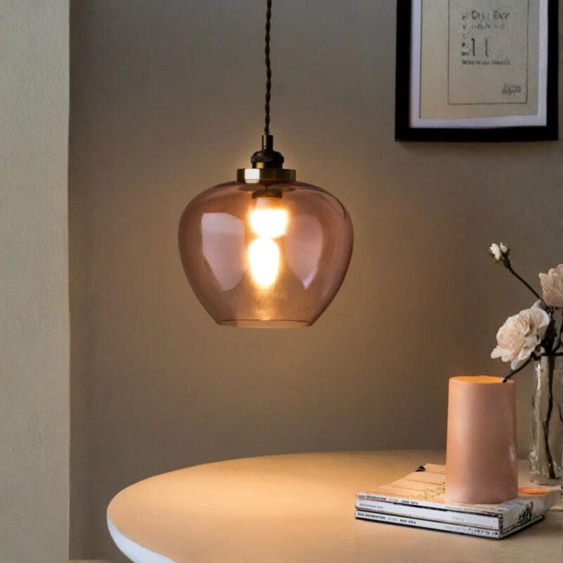 EASYFIT PINK GLASS CEILING LIGHT SHADE