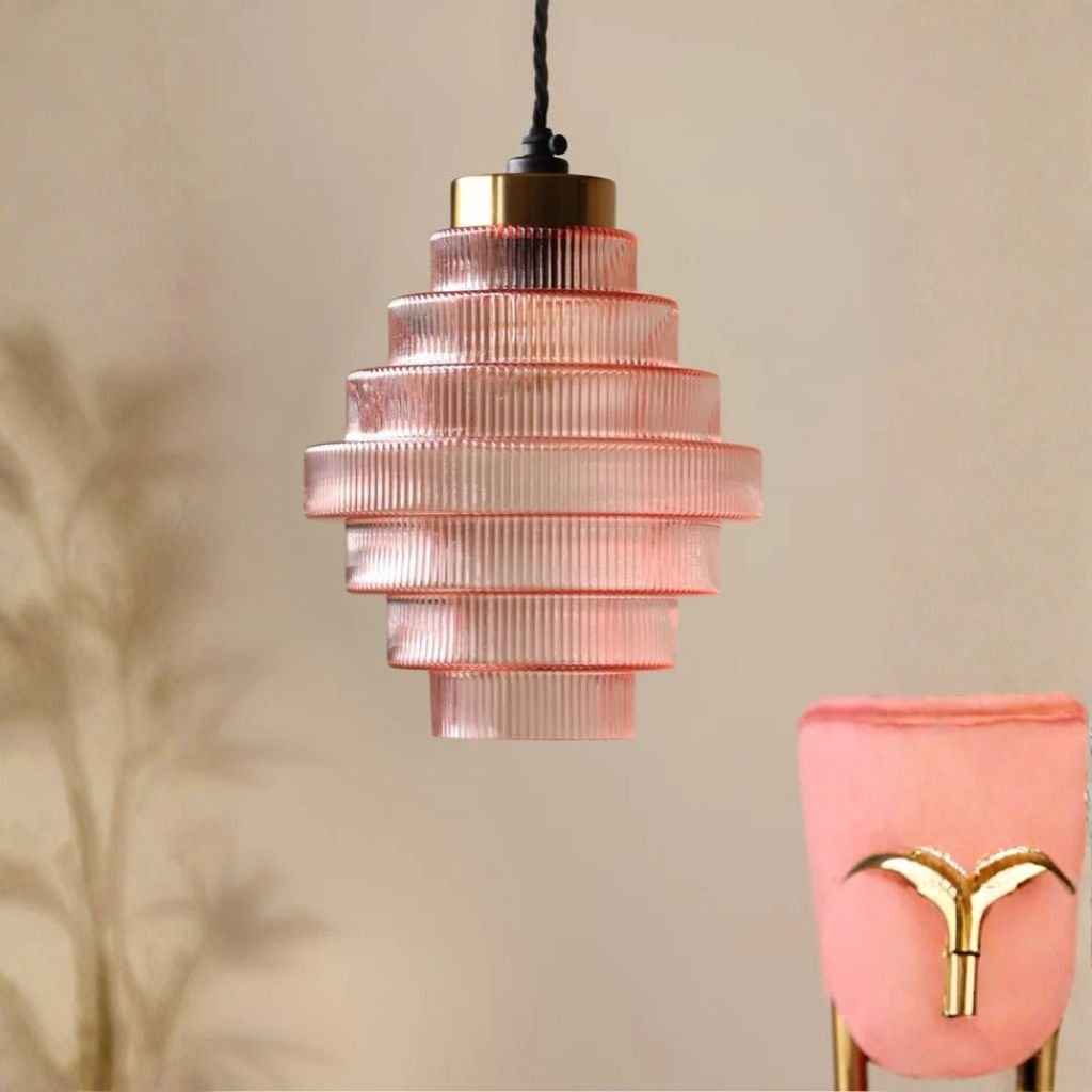 1 PINK TIERED GLASS EASYFIT CEILING SHADE