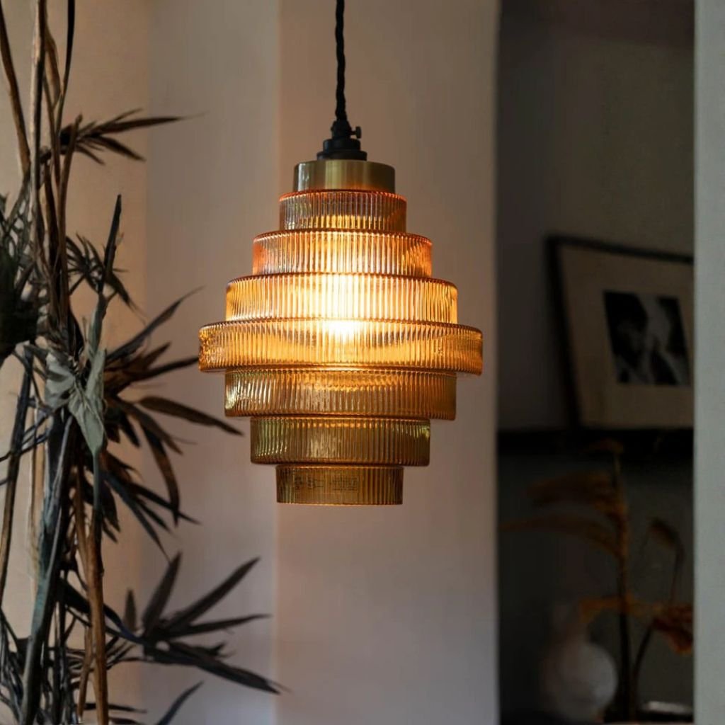 1 AMBER TIERED GLASS EASYFIT CEILING SHADE
