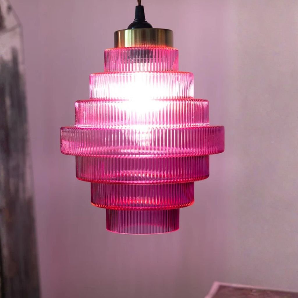 1 HOT PINK TIERED GLASS EASYFIT CEILING SHADE