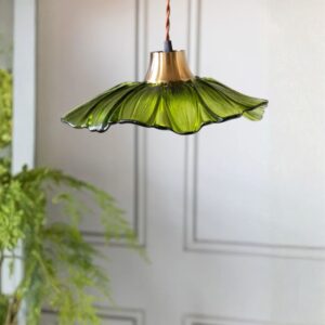 OLIVE GREEN FLOWER GLASS EASYFIT CEILING LIGHT SHADE