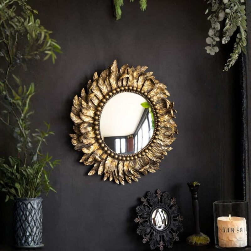 GOLDEN FEATHER ROUND WALL MIRROR