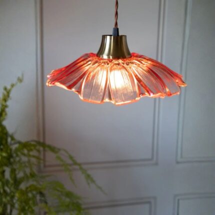 PALE PINK FLOWER GLASS EASYFIT CEILING LIGHT SHADE