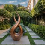 MODERN SOLID WOOD SCULPTURE BROWN