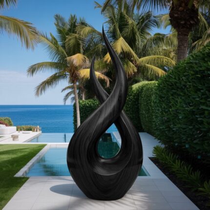 MODERN SOLID WOOD SCULPTURE BLACK